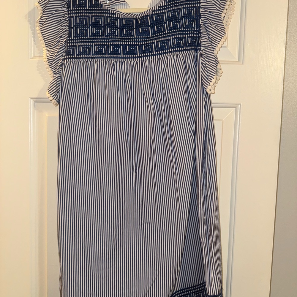 Navy and White Striped Dress
